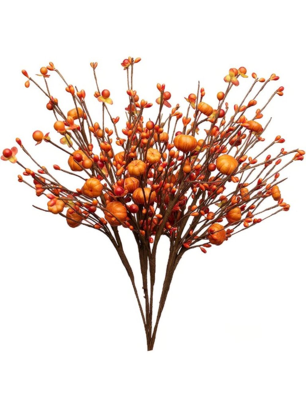 6Pcs Orange Fall Floral Picks - Pumpkin Branches for Autumn Centerpieces & Decor
